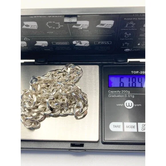 7.5mm super heavy 925 Italy sterling silver Cuban link chain reversible necklace - Picture 12 of 12